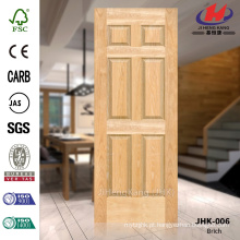 JHK-006 Certificado bonito da grão de madeira Projeto do hospital de JAS Porta interior simples Painel moldado da porta do folheado de Brich